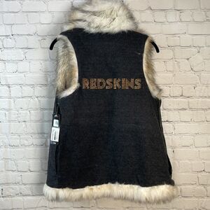 Meesh & Mia faux fur lined vest size small, womens faux fur vest, Redskins vest‎